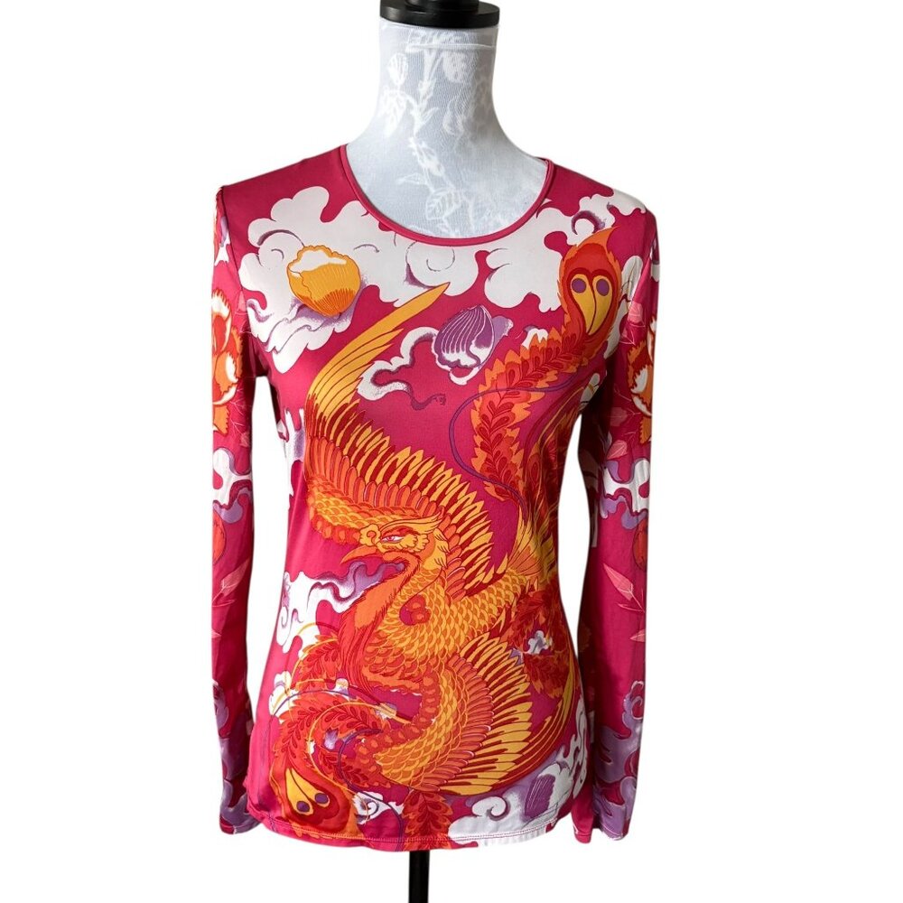 YMX Yellowman Womens Cycling Top Shirt Dragon Print Colorful Medium